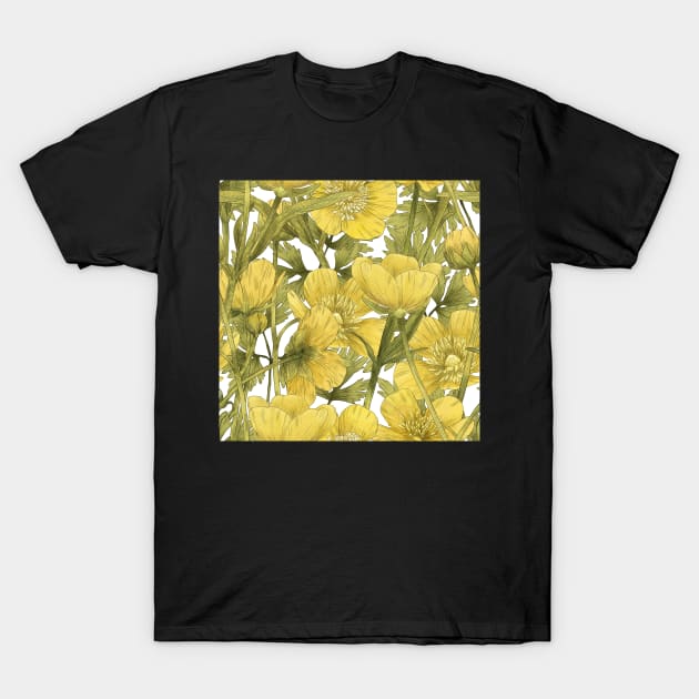 Buttercup summer flower on white T-Shirt by orsinha